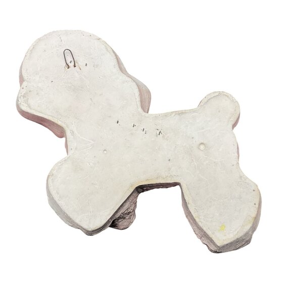 Vintage Mid Century Pink Poodle Chalkware Wall Hanging Decor 8"H x 6"W 1930s - Picture 3 of 3